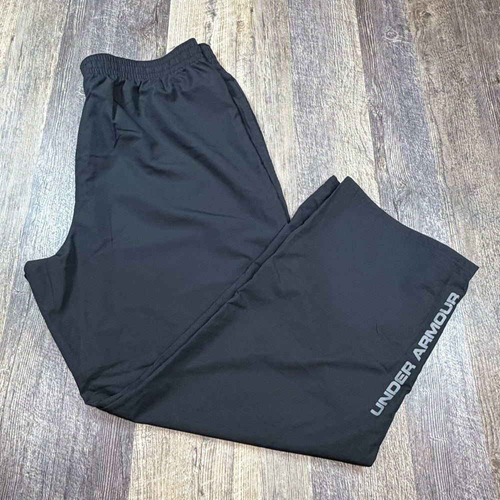 Under Armour Track Pants Mens 3XL Black HeatGear Mesh Lined Ankle Zip Loose Fit